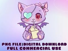 a cartoon cat with a drink in it's mouth and the caption png file digital download full commercial use