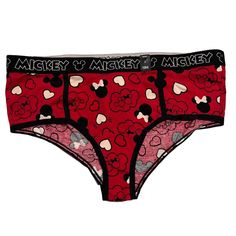 New Plus Sized Pantie Underwear. Jersey Material. Cute Mickey Mouse Cotton Bottoms, Cute Short Red Bottoms, Cute Stretch Red Bottoms, Cute Red Stretch Bottoms, Red Cotton Bottoms With Heart Print, Plus Sized, Purple Tie Dye, Betsy Johnson, Lace Thong