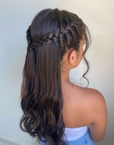 #braid #braidhairstyle #hairstyle #beauty #cute Follow & See more post collection in my pin bio, Thank you. Read more inspo & article at Our website. Formal Hairstyles For Long Hair, Prom Hairstyles For Long Hair, Hairdo For Long Hair, Short Hair Styles Easy, Easy Hairstyles For Long Hair, Formal Hairstyles, Homecoming Hairstyles, Hairstyles For School, Down Hairstyles