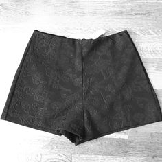 Floral Black High-Waisted Shorts High Waist Bottoms With Built-in Shorts For Date Night, Black Party Bottoms Short Inseam, Black Party Bottoms With Short Inseam, Elegant High-waisted Shorts For Going Out, Black High Waist Shorts For Going Out, High Waist Black Shorts For Going Out, Black Bottoms With Built-in Shorts For Going Out, Black High-waisted Shorts For Going Out, High-waist Bottoms With Built-in Shorts For Date Night