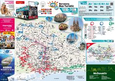 a large map of the city of barcelona with all its major landmarks and attractions on it