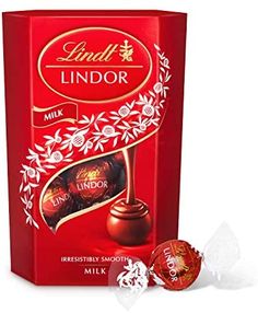 lindt's lindor milk caramel chocolates in a red gift box