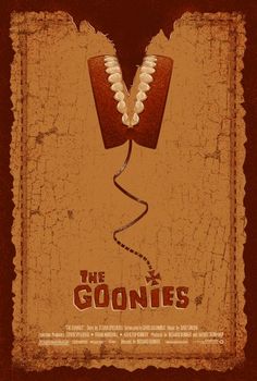 the goonies movie poster with an old torn piece of paper and two toothbrushes