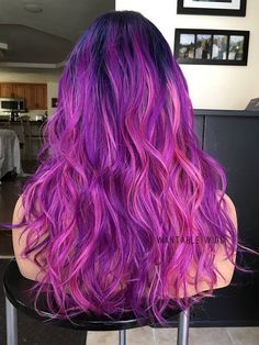 Ombre Lace Front Wig, Curly Ombre, Wedding Hair Colors, Purple Ombre Hair, Ombre Purple, Colored Hair Tips, Ombre Lace Front, Black Roots, Hair Color Crazy