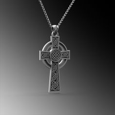 This expertly crafted Silver Celtic Cross  Pendant necklace casts a spell of captivation on all those who wear it! A bold piece for anyone who loves Mythical Jewelry . Buy for yourself or give it as a gift for that special someone in your life! ★Item Details ◆ Material : 925K Sterling Silver ◆ Pendant Height : 1.38 inch x 3.5 cm ◆ Pendant Weight : 13.12 Gram ( without chain ) ◆ Bail Height : 0.39 inch x 1 cm ◆ Bail With : Suitable for up to  0.19 inch x 5.00 mm Chain ◆ Rolo Chain Thickness : 0.078 inch x 2 mm ◆ Rolo Chain Weight : 18 Inches - (45cm) = 4.50 Gr 20 Inches - (50cm) = 5Gr 22 Inches - (55cm) = 5.50 Gr 24 Inches - (60cm) = 6.05 Gr 26 Inches - (65cm) = 6.60 Gr 28 Inches - (70cm) = 7.12 Gr ◆ Foxtail Chain Thickness : 0.078 inch x 2 mm ◆ Foxtail Large Chain Weight :  28 Inches - (70 Celtic Cross Pendant, Medieval Cross Pendant Necklace Gift, Medieval Cross Necklace As Gift, Medieval Cross Necklace For Gift, Medieval Cross Necklaces As Gifts, Mythical Jewelry, Celtic Cross Necklace, Christian Cross Necklace, Detailed Ring