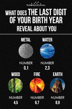 what does the last digit of your birth year reveal about you? metal, water, wood, fire, and earth