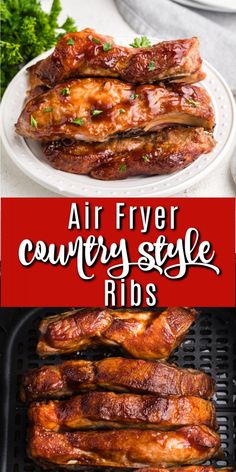 air fryer country style ribs with text overlay