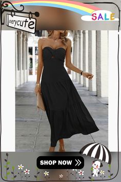 Black Twisted Bandeau Ruched Swing Maxi Dress Women Dresses, Dresses Maxi, Maxi Dresses, Twist, Maxi Dress, Womens Dresses, Dresses, Black