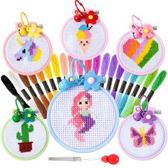 PRICES MAY VARY. Embroidery Kits: you will receive 6 pieces about 5.12 x 5.12 inches/ 13 x 13 cm cross stitch, 6 pieces needles, 6 pieces 2.8 inches/ 7 cm embroidery hoops, 6 pieces key rings, a cotton thread, a needle threader, an instruction manual, easy to meet your kid needs for learning stitch Easy and Convenient to Follow: the instructions in the stamped cross stitch will tell you how to do well in embroidery floss, printed pattern, and the way to frame embroidery, the steps are easy to un Backpack Charms, Kids Embroidery, Stamped Cross Stitch, Cross Stitch Beginner, Beginner Embroidery Kit, Cross Stitch For Kids, Framed Embroidery, Needlepoint Christmas, Needlework Embroidery