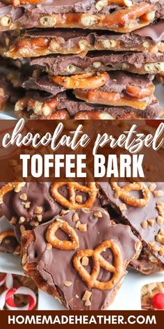 chocolate pretzel toffe bark is an easy and delicious treat for the holiday season