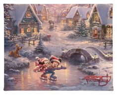 mmshhd_80001_f.jpg Thomas Kinkade Paintings, Thomas Kinkade Christmas, Kinkade Disney, Kinkade Paintings, Thomas Kinkade Disney, Christmas Animation, Art Thomas, Mickey Mouse And Minnie Mouse, Classic Disney Characters