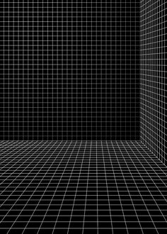 an empty room with black and white squares on the wall, as if it were in a sci - fi style