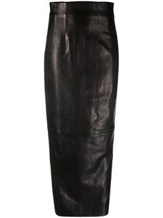 Long Leather Skirt, Midi Skirt Black, Leather Midi Skirt, Leather Pencil Skirt, Tailored Design, Black Midi Skirt, Leather Design, Skirt Black, Lambskin Leather