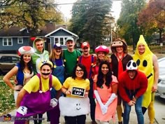 a group of people dressed up in costumes