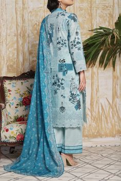 DESCRIPTION: TOP QUALITY THREE PIECE PRINTED LAWN DRESS WITH LAWN DUPATTA Fabric : Lawn 2.85 Mtr Printed Lawn Fabric For Shirt. 2.40 Mtr Printed Lawn Dupatta. 2.50 Mtr Dyed Trouser NOTE: Due to use of heavy flashlights while photo shoot, actual color of dress will vary 10-15% "TO PLACE ORDER ON WHATS'APP " "CLICK HERE" Cambric Dresses With Printed Motifs For Wedding, Elegant Semi-stitched Cotton Dress, Elegant Formal Dress With Digital Print, Blue Digital Print Dress For Wedding, Fitted Cambric Wedding Dress, Blue Wedding Dress With Digital Print, Traditional Floral Print Cambric Dresses, Traditional V-neck Dress With Digital Print, Long Sleeve Cambric Dress With Printed Motifs