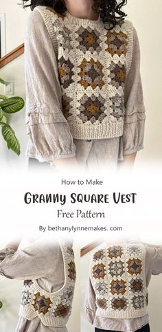 an image of a woman wearing a granny square vest