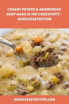 Creamy Potato & Hamburger Soup Made In the Crockpot!!! - middleeastsector https://middleeastsector.com/creamy-potato-hamburger-soup-made-in-the-crockpot/ Creamy Hamburger Potato Soup, Potato And Hamburger Soup, Potato And Hamburger, Potato Hamburger Soup, Hamburger Potato Soup, Beef Cabbage Soup, Quick Soup Recipes, Quick Soup, Grandma Cooking