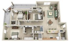 the floor plan of a two bedroom apartment