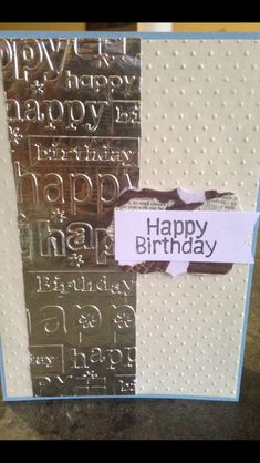 a happy birthday card with the words happy birthday written on it's front and back