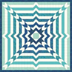 a blue and white quilt with an intricate star design on it's center piece