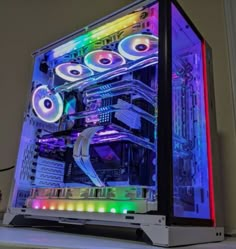 a computer case with several lights on it