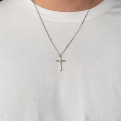 Silver Cross Necklace Mens, Men Cross Necklace, Cross Necklace Men, Cross Necklace For Men, Cross Necklace Simple, Arabic Jewelry, Mens Cross Necklace, Cross Necklaces, Silver Cross Necklace