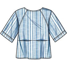 a blue and white striped top with three quarter sleeves