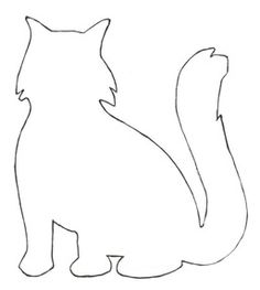 a black and white drawing of a cat sitting down with its tail curled in the air