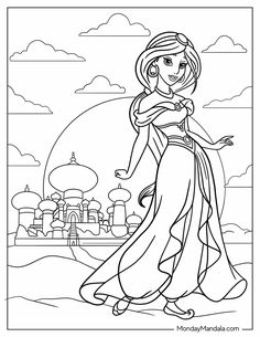 the princess from disney's sleeping beauty coloring page for adults and young children to color