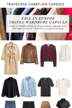 europe travel capsule wardrobe Capsule Carry On, Fall Trip Capsule Wardrobe, Capsule Fall Travel Wardrobe, Carry On Europe Fall, Paris Travel Capsule Wardrobe Fall, Fall Europe Travel Capsule, Outfits For Fall In Europe, Packing Outfits For Travel Fall, Travel Capsule Wardrobe Fall Germany