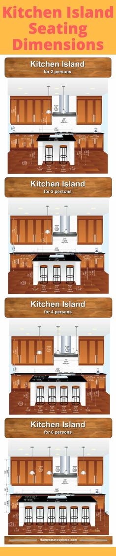 the kitchen island design is shown in three different sections