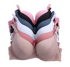 PRICES MAY VARY. Get 6 pcs bras with 6 different colors at one price Standard USA Bra Size available Comfortable at most affordable price The cup is molded cup with light padding Full Coverage with Underwired You will get 6 pcs bras with 6 different colors as shown on image at one price. The cup is molded cup with full coverage with underwire. It is supportive and comfortable for everyday use. The cup is lightly padded. It has double hooks eye back closure with adjustable shoulder straps. Undergarment Set, Basic Closet, Aerie Bras, Pretty Bras, Cute Bras, B Cup, C Cup, Closet Staples, Everyday Bra