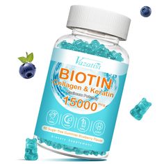 PRICES MAY VARY. Skin Hair Nails Vitamins: The delicious blueberry flavored gummies are packed 15000 mcg biotin gummies with 2500 mg collagen plus with essential vitamins, minerals and antioxidants to help nourish your skin for a gorgeous, radiant glow, promote thicker, fuller-looking hair, strengthen nails and promote your daily confidence. Take your beauty and health routine up a notch with our hair nail skin vitamin gummies 15-in-1 Comprehensive Formula, Get Multiple Benefits: The biotin coll Vitamins Gummies, Biotin Gummies, Hair Skin Nails Vitamins, Hair And Nails Vitamins, Collagen Gummies, Vitamin Gummies, Strengthen Nails, Nail Vitamins, Vitamin C And Zinc