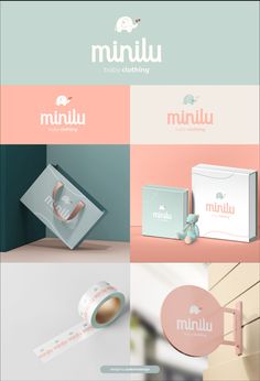 several different logos and packaging designs for various products