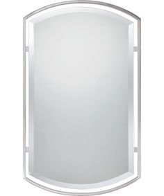 an oval shaped mirror is shown against a white background with silver trimmings on the edges