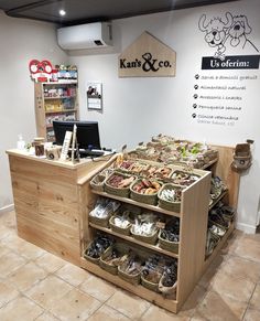 a display case in a store filled with lots of food