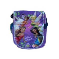 Lovely purple lunch bag with crossbody style shoulder straps. Measures approx 7"W x 9"H x 3"D Purple Satchel Shoulder Bag For School, Purple Shoulder Satchel For School, Purple Satchel With Adjustable Strap For School, Purple Adjustable Strap Satchel For School, Purple Lunch Bag, Disney Fairies, Tinker Bell, Lunch Bag, Shoulder Straps