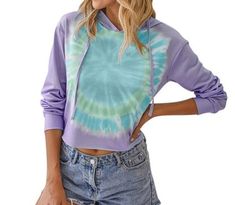 Casual Hooded Hoodies Elegant Women Sweatshirt Sweatshirt Tie Dye, Cut Off Shirt, Hoodie Purple, Buy Hoodies, Casual Tie, Tie Dye Hoodie