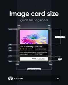 the image card size guide for beginners is shown in this graphic style, with instructions to