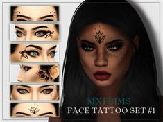 the face tattoo set is designed to look like a woman's face