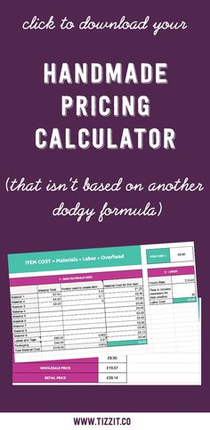 the handmade pricing calculator with text overlay