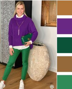 Outfit Pantalon Vert, Green And Purple Outfit, 2018 Outfits, Pool Party Outfits, Party Outfits For Women