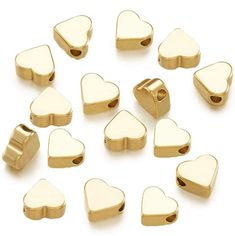 gold plated metal heart shaped beads