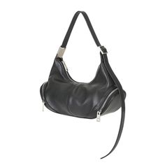 Osoi Cargo Hobo handbag in black leather with chunky silver details. Outer: 100% cow leather. Lining: 85% polyester, 15% polyurethane. 24FWB030 13001 PIPE AND ROW Leather Hobo Bag With Silver-tone Hardware, Modern Hobo Shoulder Bag With Silver-tone Hardware, Leather Hobo Bag With Top Handle And Gunmetal Hardware, Leather Hobo Shoulder Bag With Silver-tone Hardware, Modern Handheld Leather Hobo Bag, Leather Satchel With Silver-tone Hardware, Modern Shoulder Bag With Silver-tone Hardware For Daily Use, Black Hobo Bag With Gunmetal Hardware And Top Handle, Black Top Handle Hobo Bag With Gunmetal Hardware