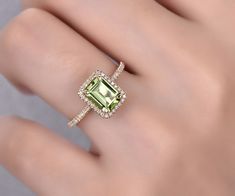 Natural peridot engagement ring 14k yellow gold-handmade halo | Etsy Peridot Rings Engagement, Peridot And Diamond Engagement Rings, Peridot Diamond Ring, Peridot Engagement Rings Gold, Emerald Cut Peridot Ring, Peridot Engagement Rings Vintage, Peridot Ring Engagement, Peridot Wedding Ring, Peridot Ring Gold