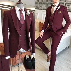 Engagement Suits, Vintage Suit Men, Burgundy Suit, Mens Fashion Wedding, Classy Suits, Dress Suits For Men, Designer Suits For Men, Vintage Suits