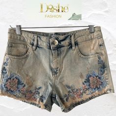 New With Tags Stunning Short Denim Washed With Embroidered Flowers And Delicate Crystal Details. These Shorts Effortlessly Combine Casual Style With Artistic Flair. The Addition Of Subtle Crystal Details Brings A Touch Of Sparkle And Elegance To These Shorts. 92%Cotton 6%Pbt 2% Elasthan Casual Embroidered Cotton Jean Shorts, Casual Embroidered Jean Shorts For Summer, Casual Cotton Embroidered Jean Shorts, Spring Embroidered Denim Blue Jean Shorts, Casual Embroidered Cutoff Jean Shorts, Casual Embroidered High-waist Jean Shorts, Casual Embroidered Jean Shorts, Casual Denim Jean Shorts With Floral Embroidery, Casual Embroidered Jeans For Summer