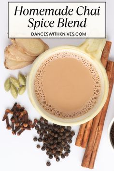 cup of chai tea with the spices around it Chi Tea Latte Recipe, Chi Tea Recipe, Chai Spice Blend Recipe, Traditional Chai Recipe, Best Chai Recipe, Chai Mix Recipe, Spiced Tea Mix Recipe, Chai Latte Mix Recipe, Chai Spice Mix Recipe