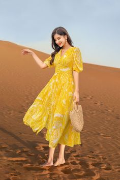 Features: Style: Elegant Occasion: Daily/Holiday Material: Chiffon Sleeves: Half Sleeves Neckline: V Neckline Pattern: Solid Type: Summer Holiday Dresses Season: Summer Size Bust Waist Length cm inch cm inch cm inch S 90 35 71 28 125 49 M 94 37 75 30 125 49 L 98 39 79 31 125 49 XL 102 40 83 33 125 49 Bohemian Midi-length Chiffon Beach Dress, Bohemian Midi Chiffon Beach Dress, Bohemian Beach Midi Chiffon Dress, Knee-length Summer Chiffon Dress For Beach, Summer Knee-length Chiffon Beach Dress, Summer Chiffon V-neck Dress For Vacation, V-neck Chiffon Beach Dress For Summer, Summer V-neck Chiffon Dress For Vacation, Summer V-neck Chiffon Beach Dress