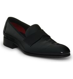 Patent Leather Loafers With Red Sole For Galas, Glossy Leather Loafers For Business, Business Leather Loafers With Glossy Finish, Classic Loafers With Red Sole For Business, Classic Business Loafers With Red Sole, Semi-formal Patent Leather Slip-on Loafers, Sleek Patent Leather Loafers With Rubber Sole, Sleek Patent Leather Loafers With Leather Sole, Luxury Glossy Loafers For Formal Occasions